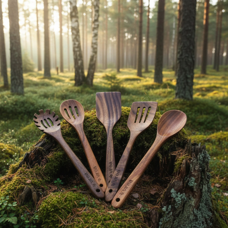 Kitchen utensils in Acacia wood 5-pack